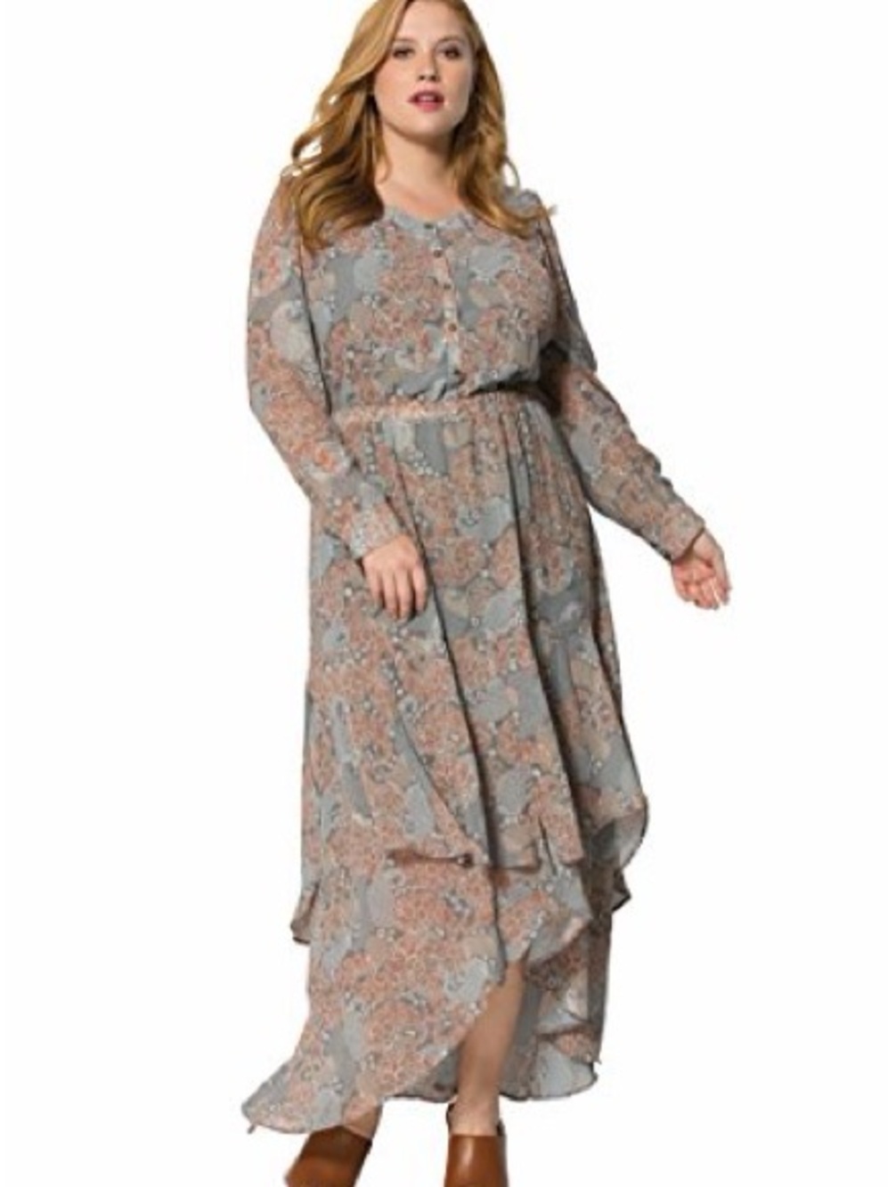 ROAMAN’S Paisley Boho Layered Dress